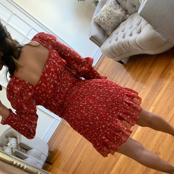Red Floral Boho Mini Dress 💕 - Picture 5 of 5